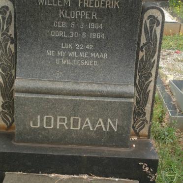 JORDAAN Willem Frederik Klopper 1904-1964