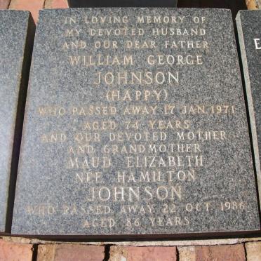 JOHNSON William George -1971 &amp; Maud Elizabeth HAMILTON -1986