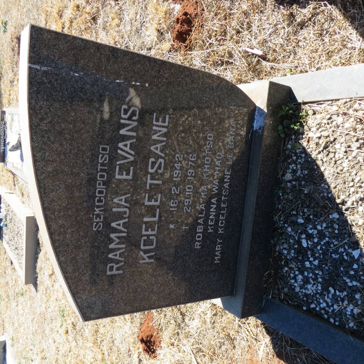 KGELETSANE Ramaja Evans 1942-1976