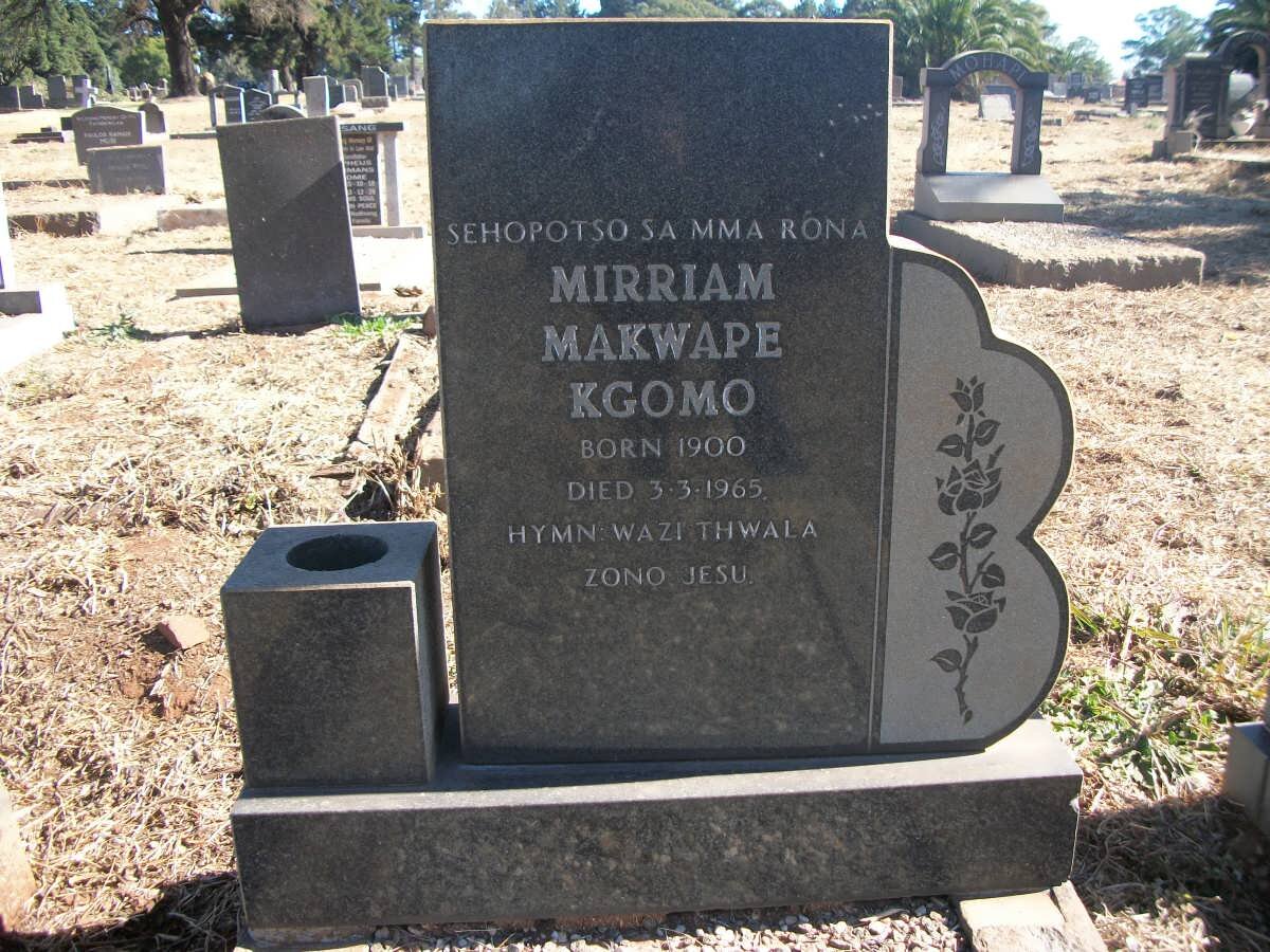 KGOMO Mirriam Makwape 1900-1965