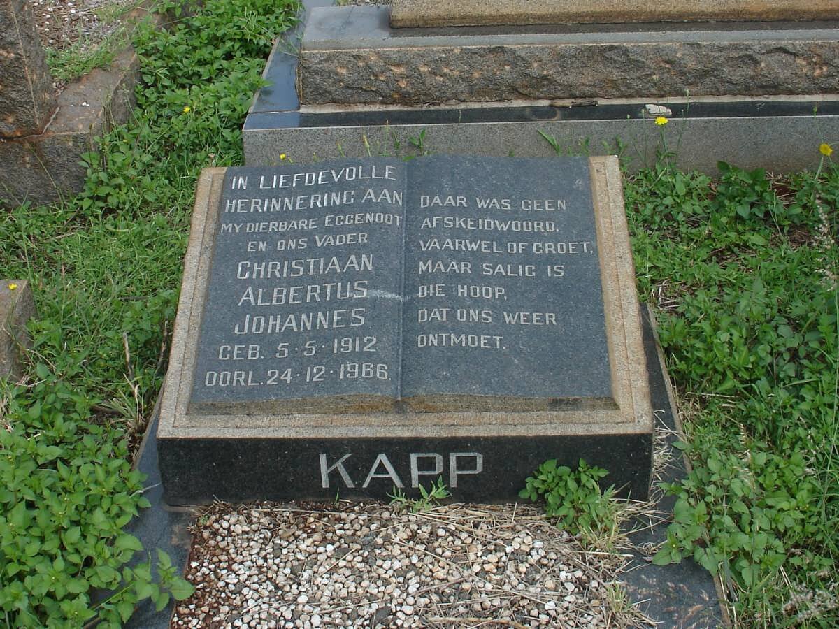 KAPP Christiaan Albertus Johannes 1912-1966