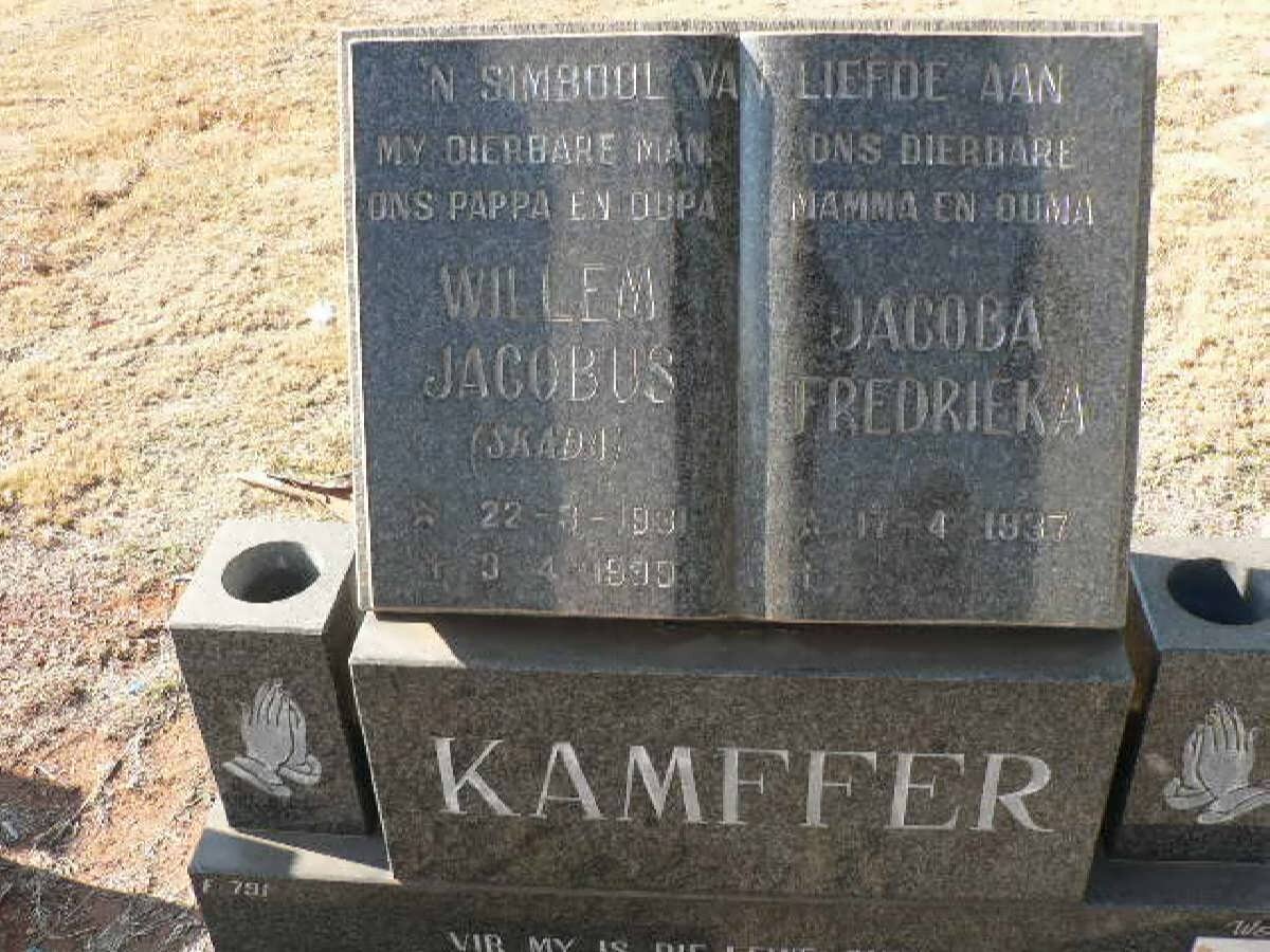 KAMFFER Willem Jacobus 1931-1999 &amp; Jacoba Fredrieka 1937-