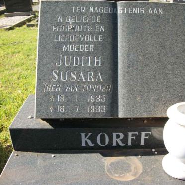 KORFF Judith Susara geb VAN TONDER 1935-1983