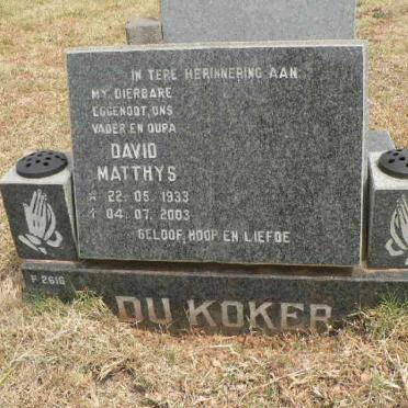 KOKER David Matthys, du 1933-2003