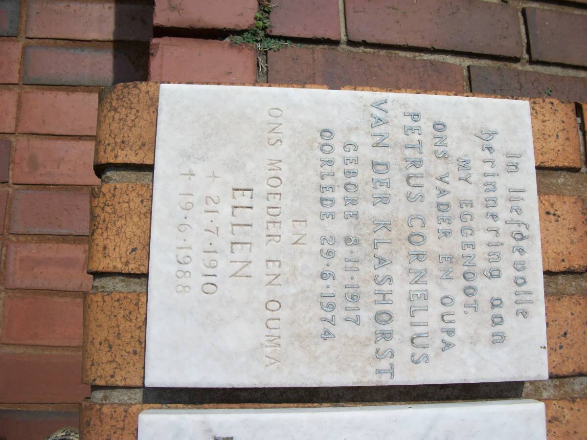 KLASHORST Petrus Cornelius, van der 1917-1974 &amp; Ellen 1910-1988