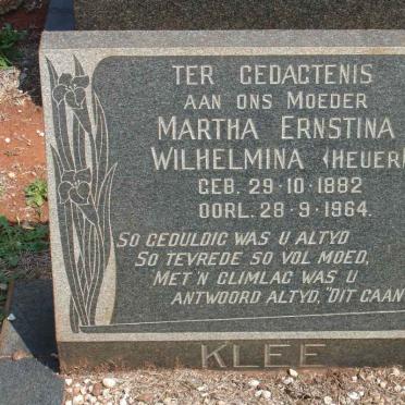 KLEE Martha Ernstina Wilhelmina nee HEUER 1882-1964