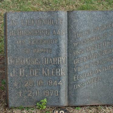 KLERK Hermanus J.B., de 1944-1970