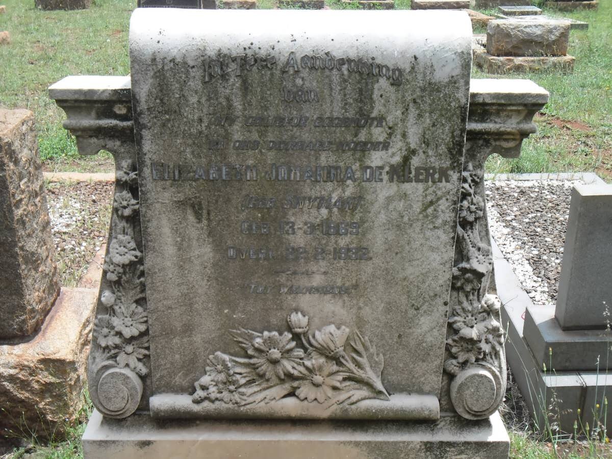 KLERK Elizabeth Johanna, de geb SNYMAN 1869-1932