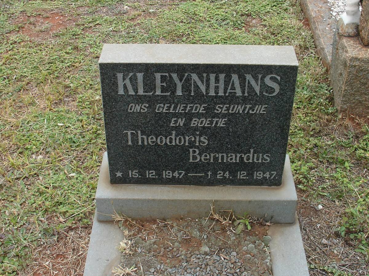 KLEYNHANS Theodoris Bernardus 1947-1947
