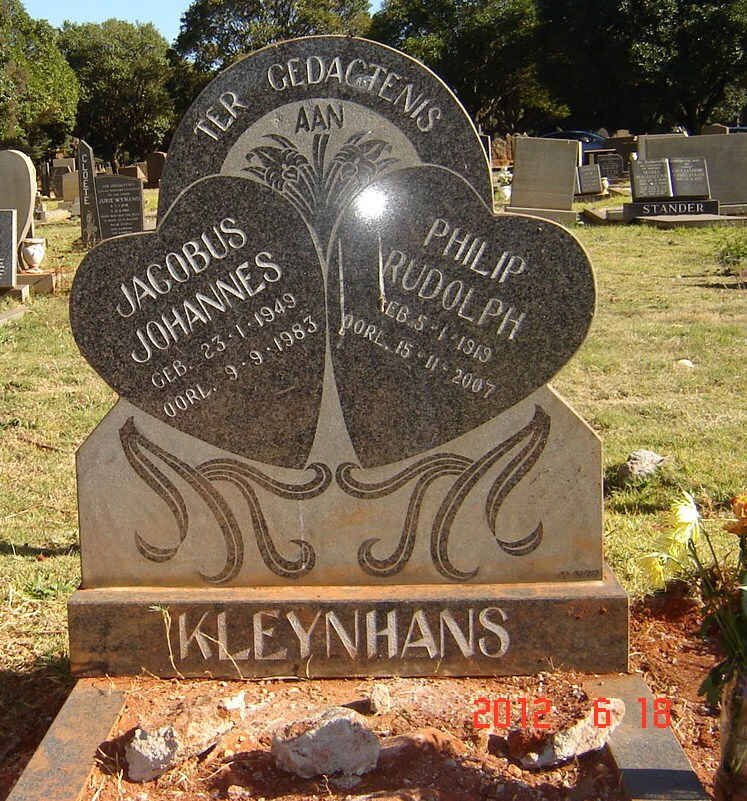 KLEYNHANS Philip Rudolph 1919-2007 :: KLEYNHANS Jacobus Johannes 1949-1983