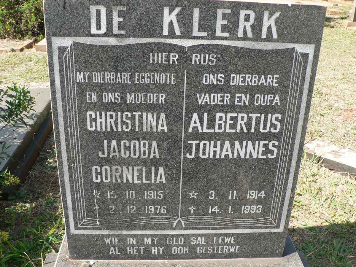 KLERK Albertus Johannes, de 1914-1993 &amp; Christina Jacoba Cornelia 1915-1976