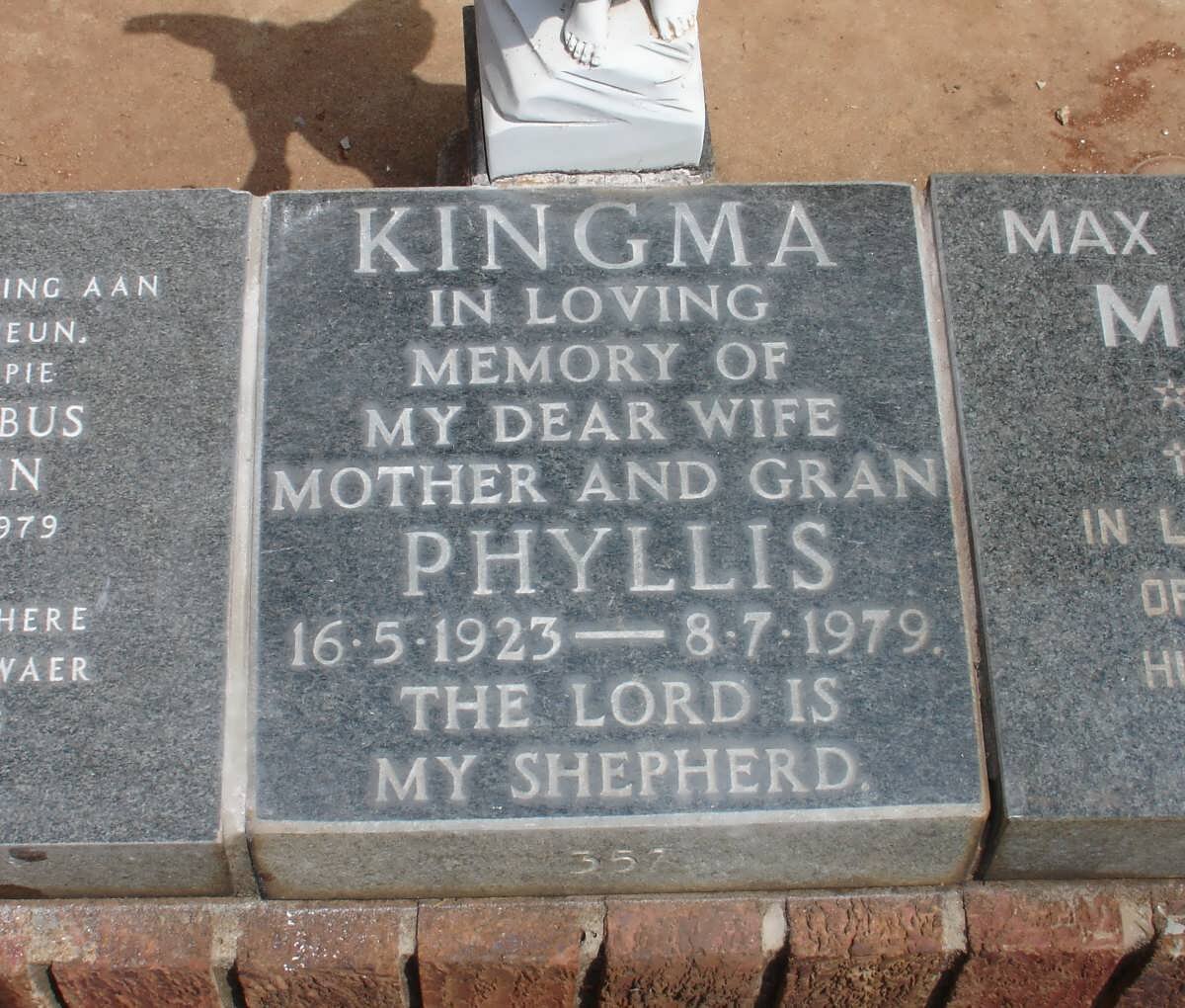 KINGMA Phyllis 1923-1979