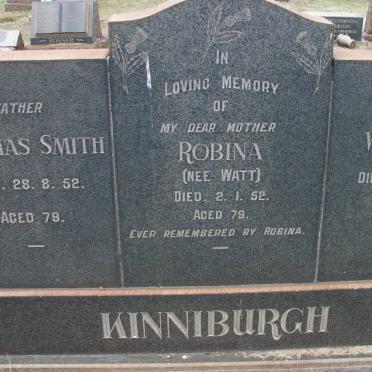 KINNIBURGH Thomas -1952 :: KINNIBURGH Robina nee WATT -1952 :: KINNIBURGH William -1951