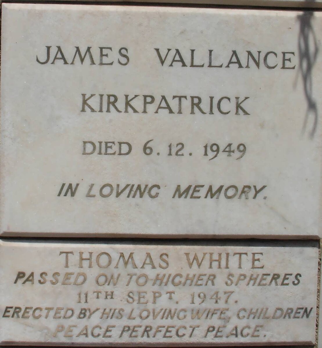 KIRKPATRICK James Vallance -1949 :: WHITE Thomas -1947