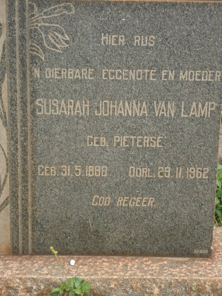 LAMP Susarah Johanna, van nee PIETERSE 1888-1962