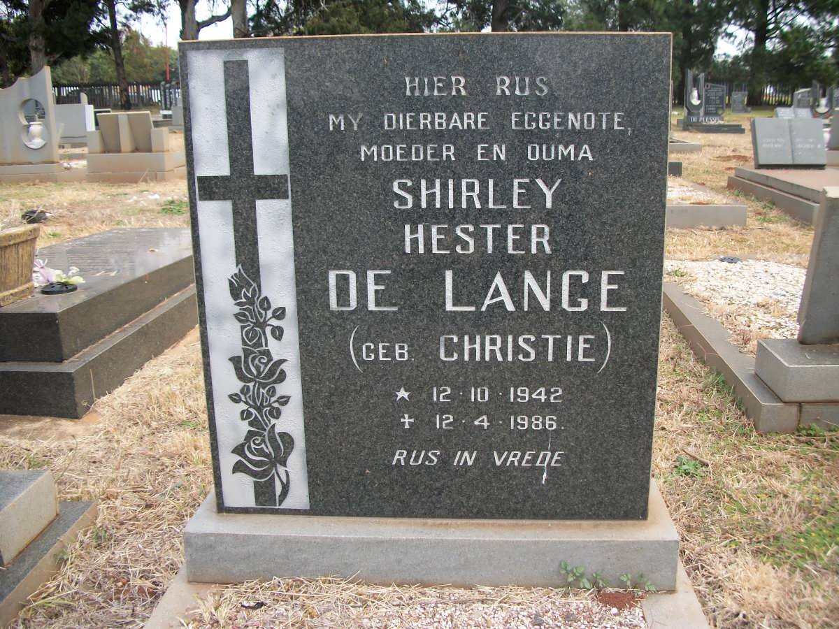 LANGE Shirley Hester, de nee CHRISTIE 1942-1986