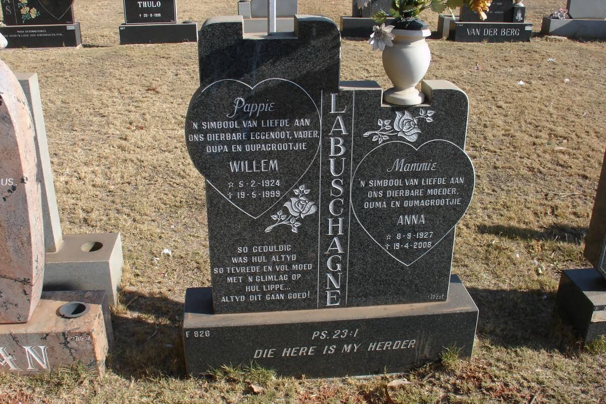 LABUSCHAGNE Willem 1924-1999 &amp; Anna 1927-2008