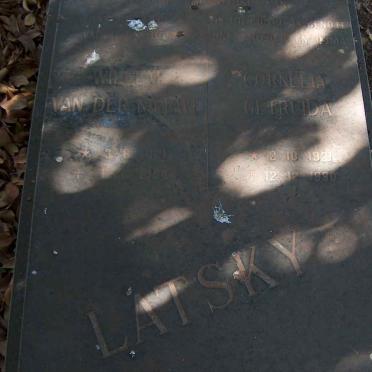 LATSKY Willem van der Merwe 1921-1994 &amp; Cornelia Getruida 1921-1990