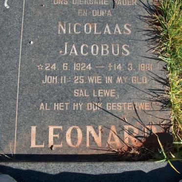 LEONARD Nicolaas Jacobus 1924-1981