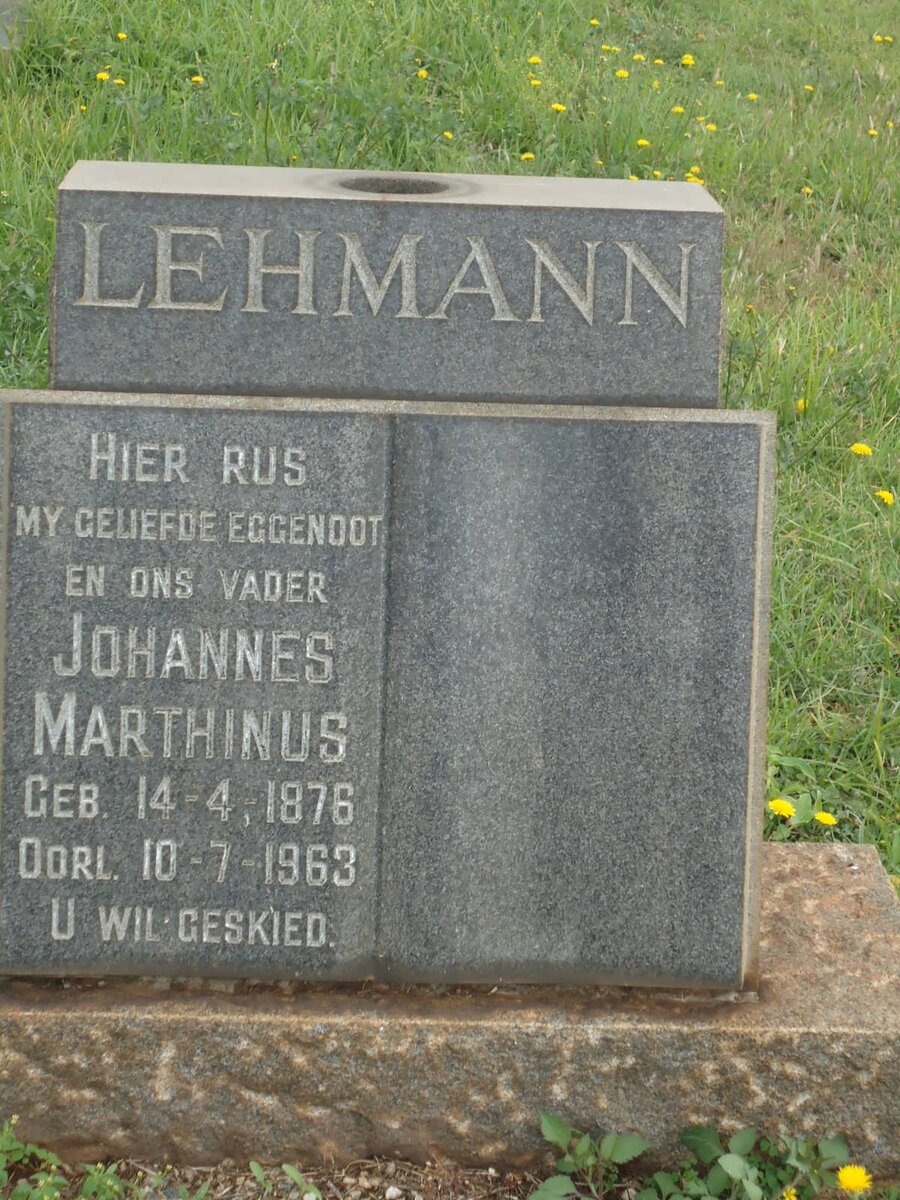 LEHMANN Johannes Marthinus 1876-1963