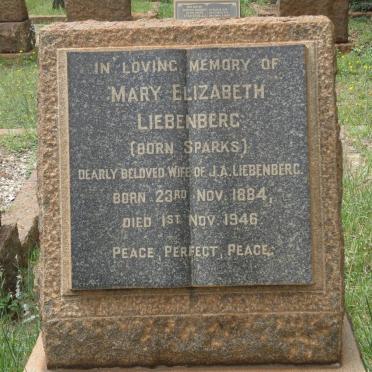 LIEBENBERG Mary Elizabeth nee SPARKS 1884-1946