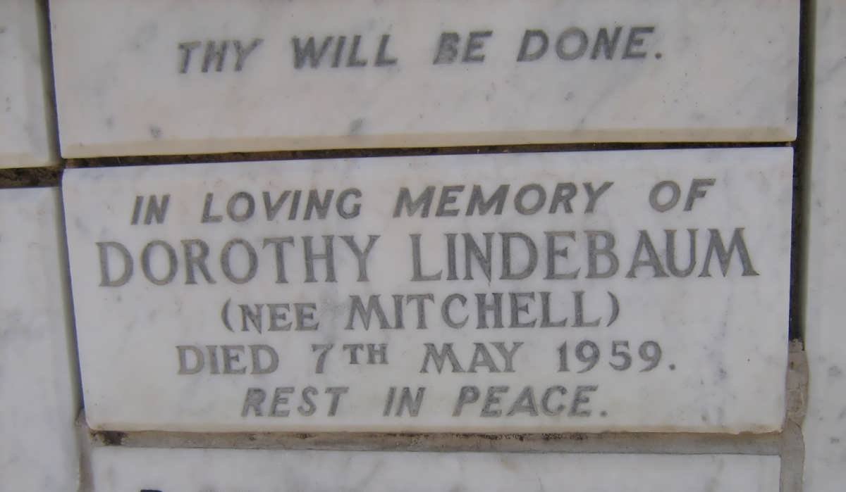 LINDEBAUM Dorothy nee MITCHELL -1959
