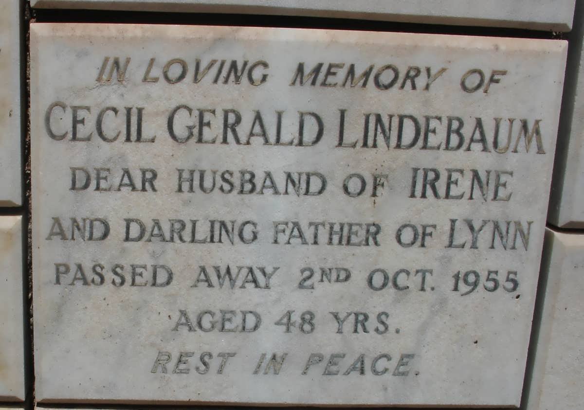 LINDEBAUM Cecil Gerald -1955