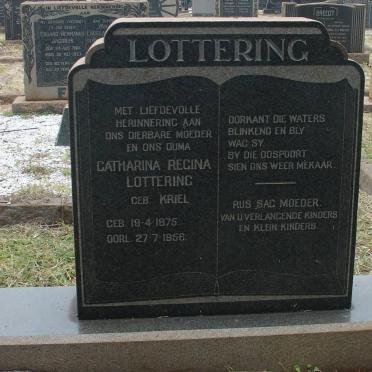 LOTTERING Catharina Regina nee KRIEL 1875-1956