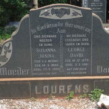 LOURENS George David 1879-1961 &amp; Susanna Josina V.D. MERWE 1886-1980
