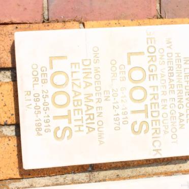 LOOTS George Frederick 1910-1970 &amp; Dina Maria Elizabeth 1916-1984