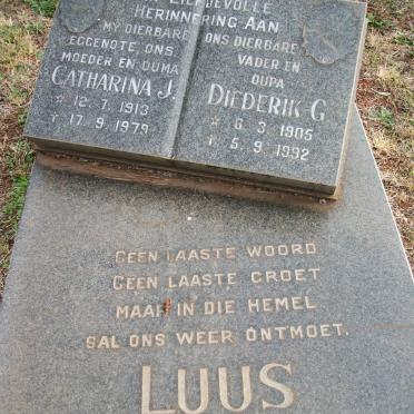 LUUS Diederik G. 1905-1992 &amp; Catharina J.1913-1979
