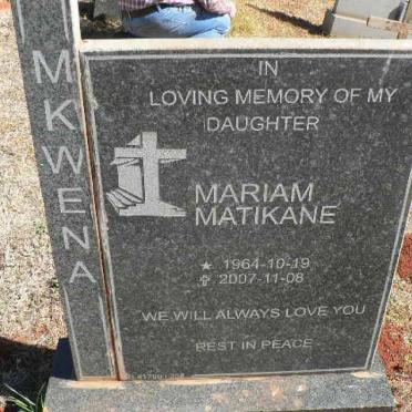 MKWENA Mariam Matikane 1964-2007