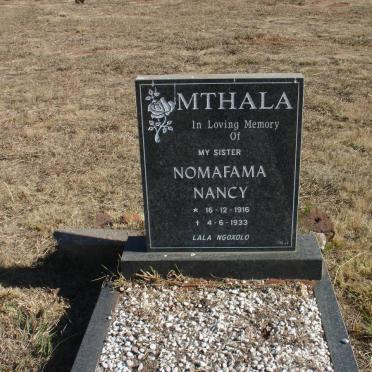 MTHALA Nomafama Nancy 1916-1933