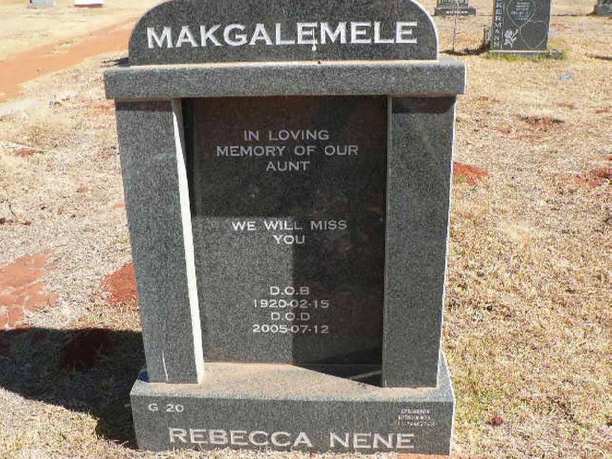 MAKGALEMELE Rebecca Nene 1920-2005