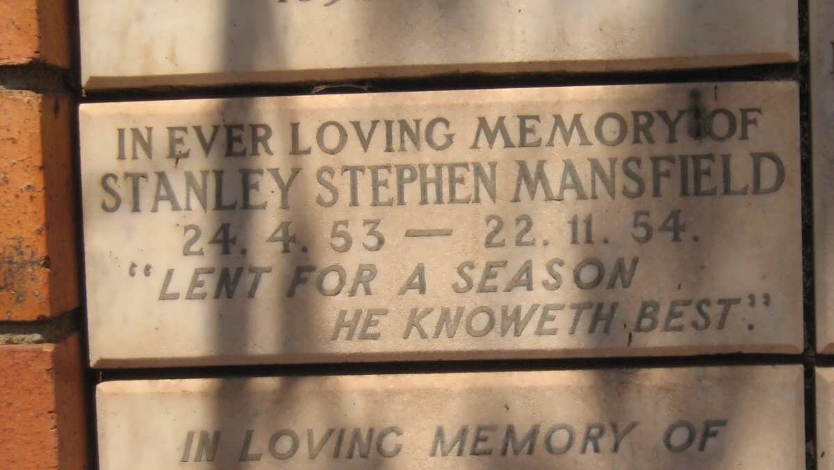 MANSFIELD Stanley Stephen 1953-1954