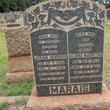 MARAIS Johan Hendrik 1868-1946 &amp; Alidha Magritha 1864-1954
