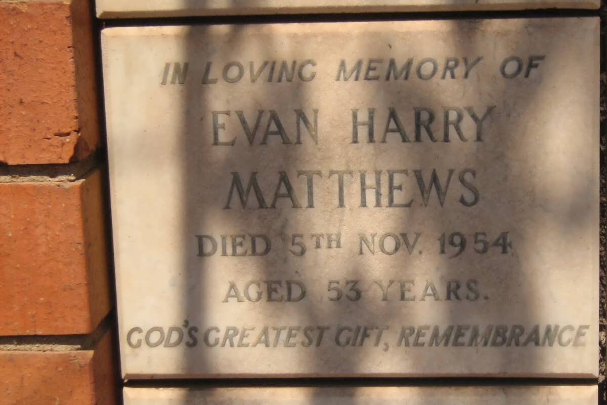 MATTHEWS Evan Harry -1954