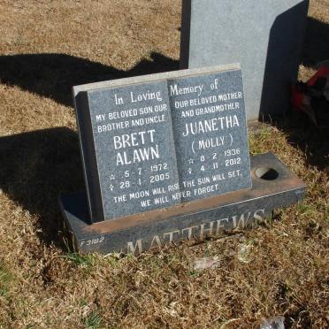 MATTHEWS Brett Alawn 1972-2005 &amp; Juanetha 1936-2012