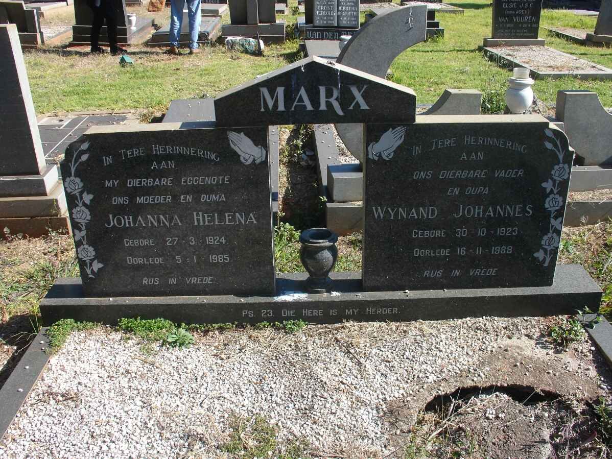 MARX Wynand Johannes 1923-1988 &amp; Johanna Helena 1924-1985