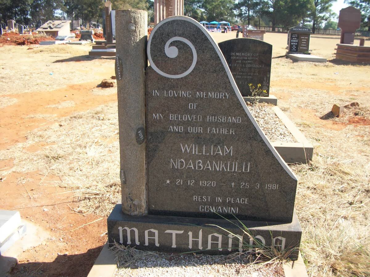 MATHANDA William Ndabankulu 1920-1981