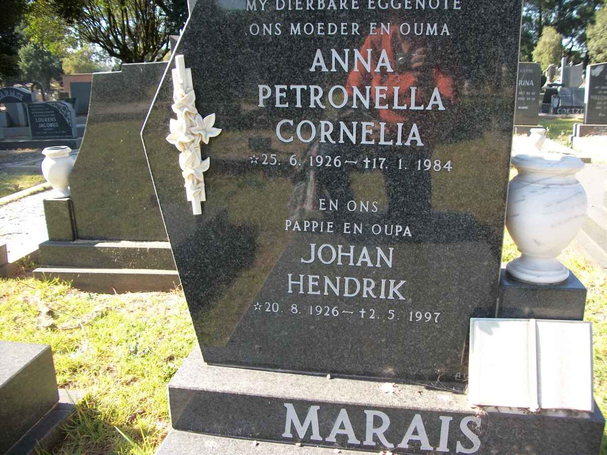 MARAIS Johan Hendrik 1926-1997 &amp; Anna Petronella Cornelia 1926-1984