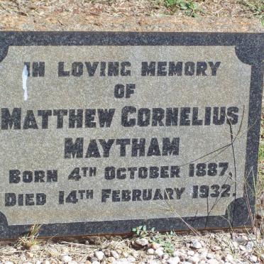 MAYTHAM Matthew Cornelius 1887-1932