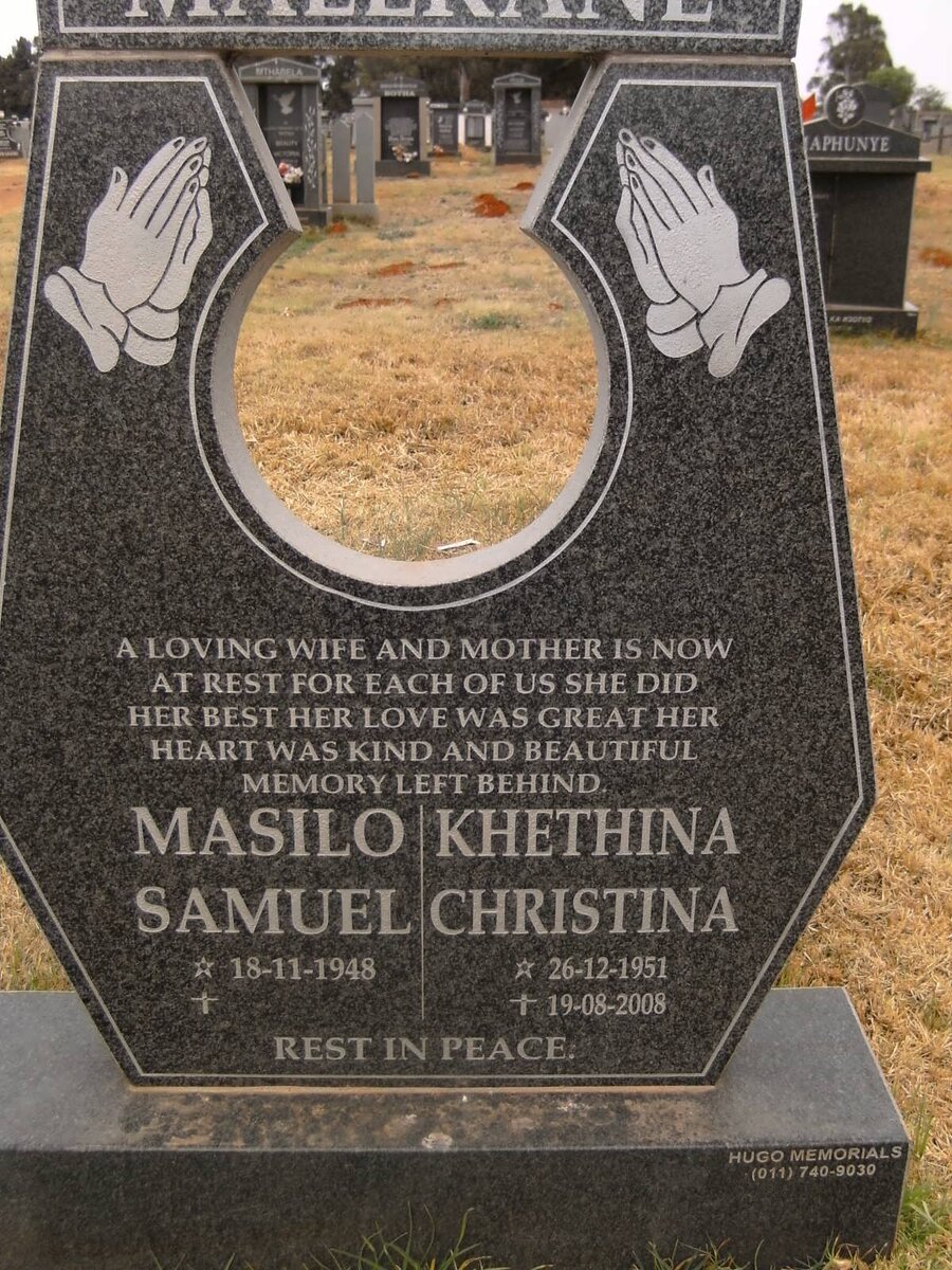 MA??KANE Masilo Samuel 1948- &amp; Khethina Christina 1951-2008