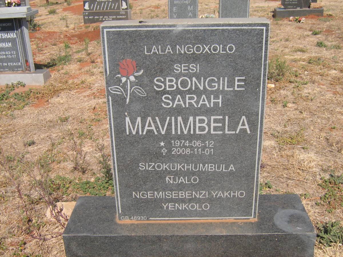 MAVIMBELA Sbongile Sarah 1974-2008