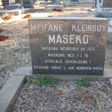 MASEKO Mfifane Kleinboy 1870-1976