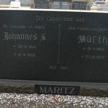 MARITZ Johannes S. 1891-1955 &amp; Martha 1902-1976