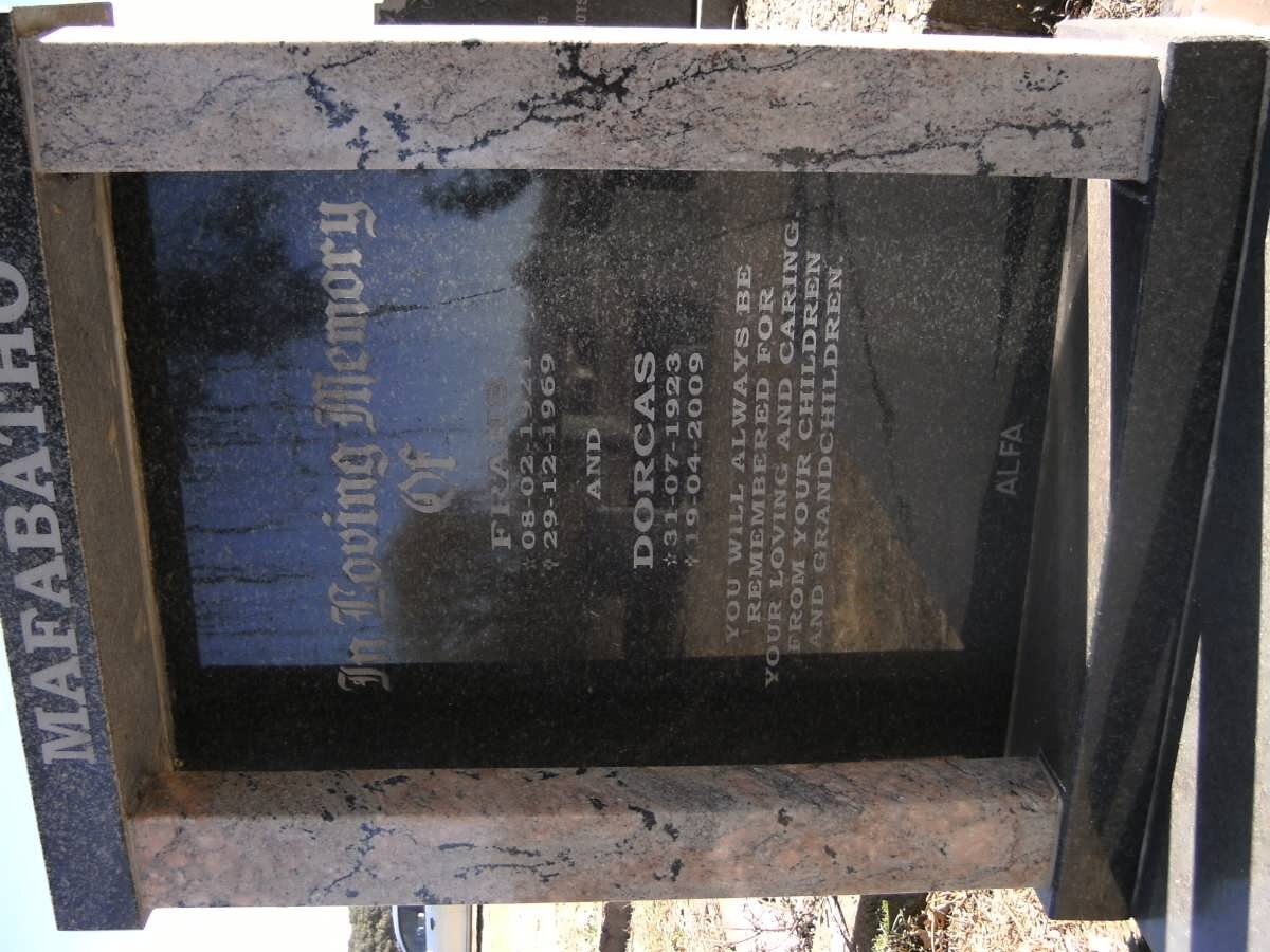 MAFABATHO  Fra? 1921-1969 &amp; Dorcas 1923-2009