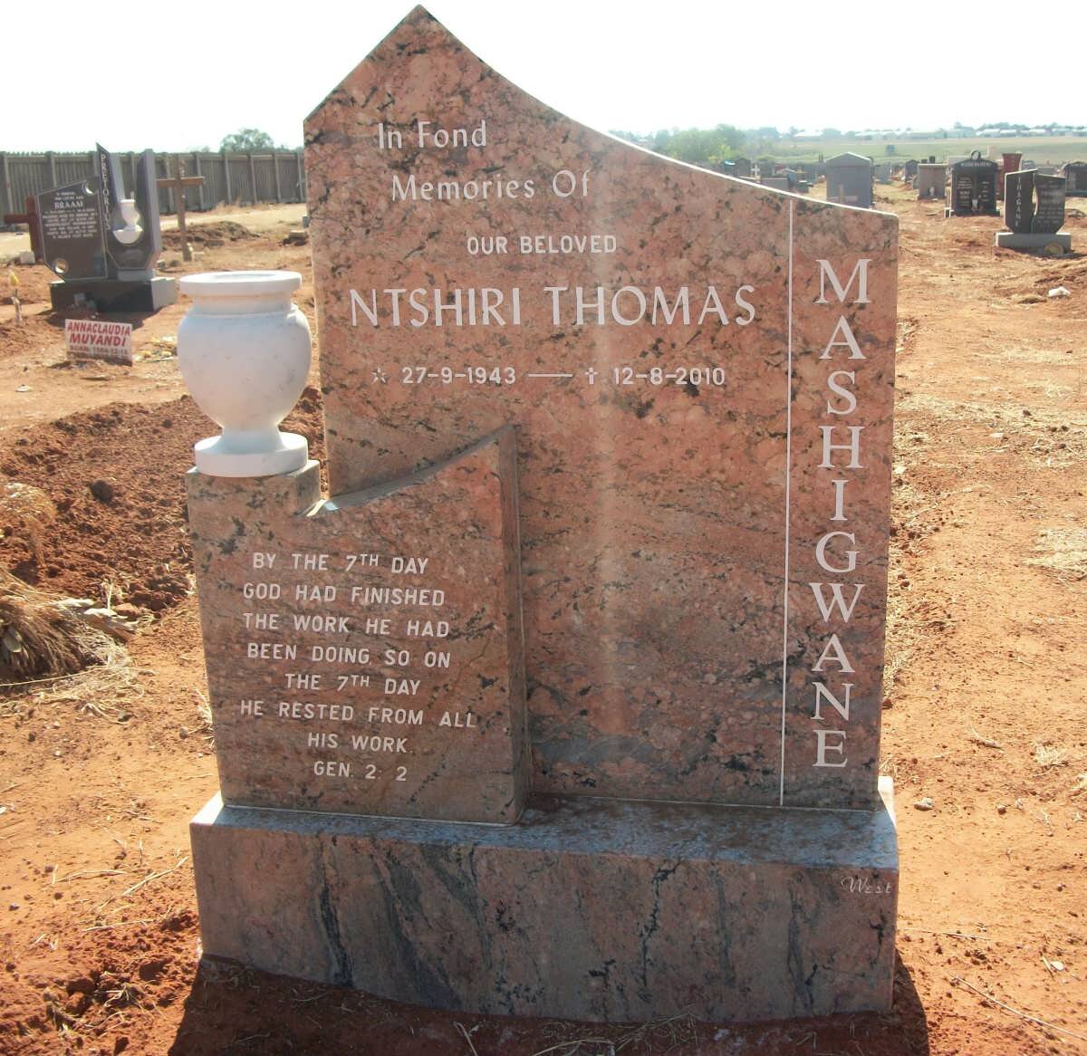 MASHIGWANE Ntshiri Thomas 1943-2010