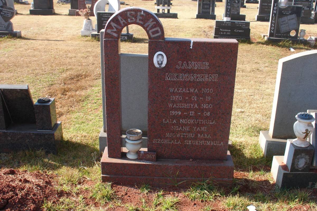 MASEKO Jannie Mkhonzeni 1970-1999