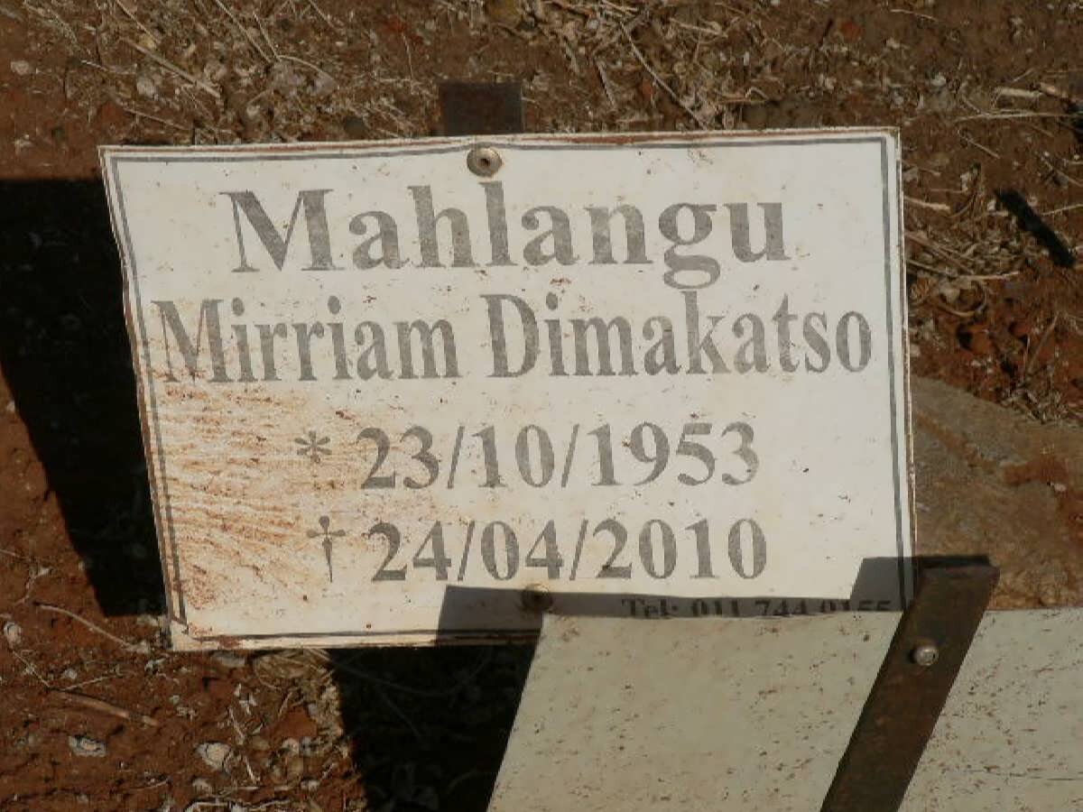 MAHLANGU Mirriam Dimakatso 1953-2010
